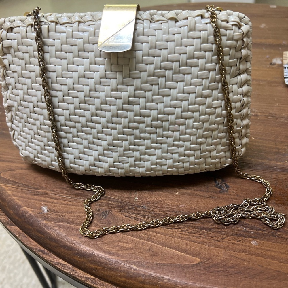 Vintage White Wicker WALBORG Handmade Purse, Hong Kong